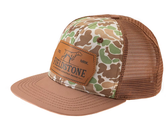 Fieldstone Outdoors Dog Leather Patch Vintage Brown Bill Snapback Hat