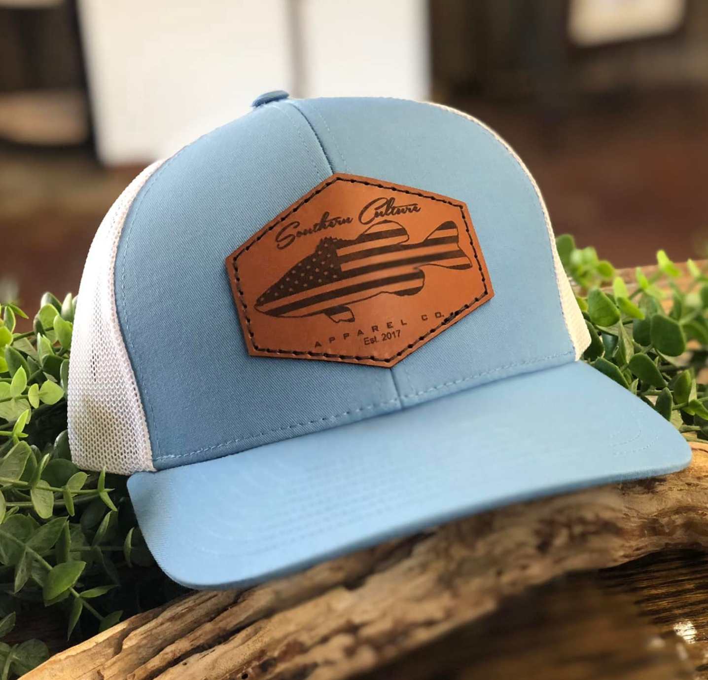 Southern Culture American Bass Light Leather Patch Snapback Hat