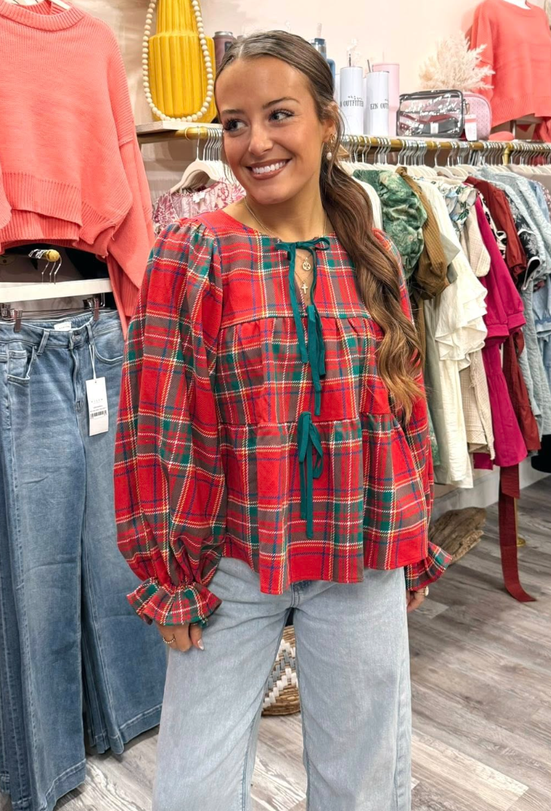 Holiday Plaid Top