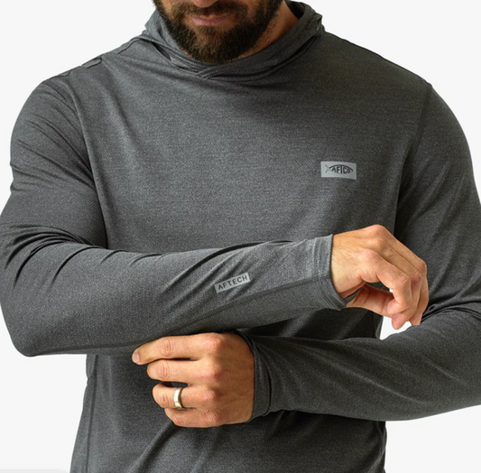Aftco Men's Air O Mesh Hooded Performance L/S Shirt