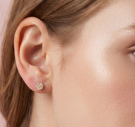 14k Dipped Mini Cz Cluster Studs