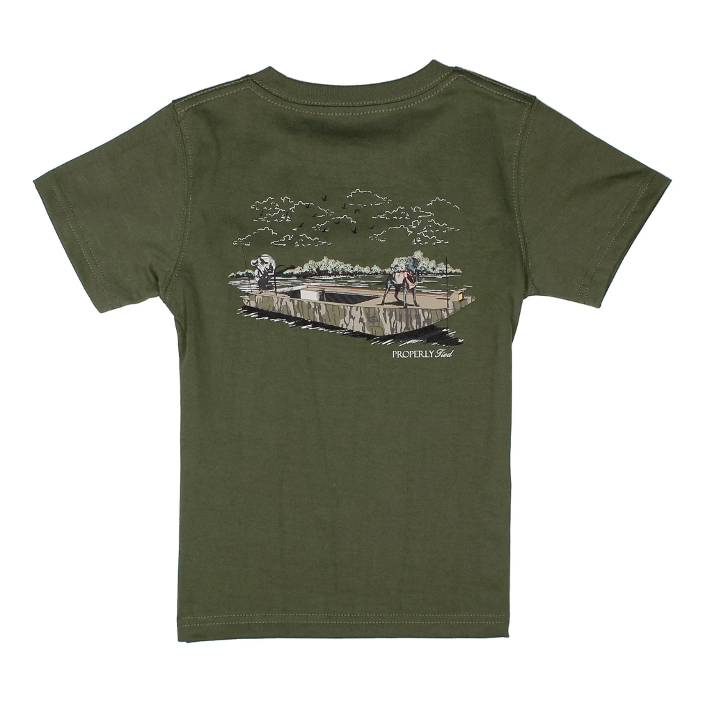 Properly Tied Youth Boys Mossy Oak Boat Ride S/S TEE Shirt