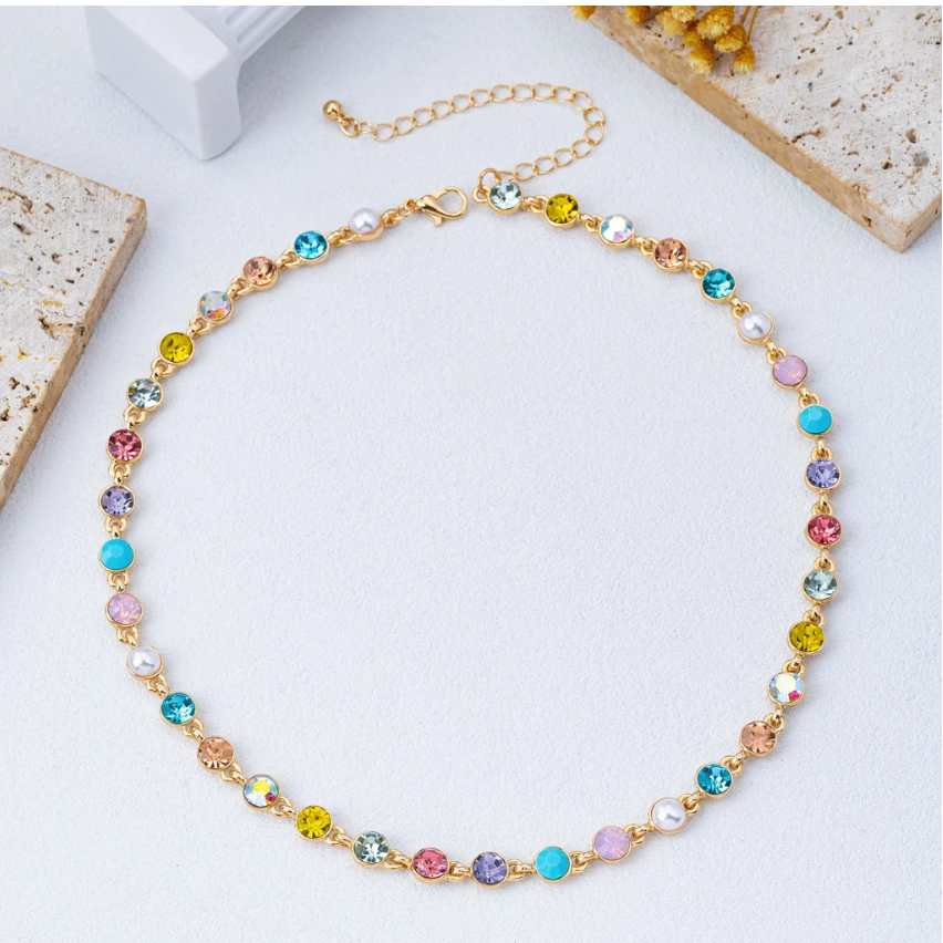 Colorful Stone/Pearl Necklace