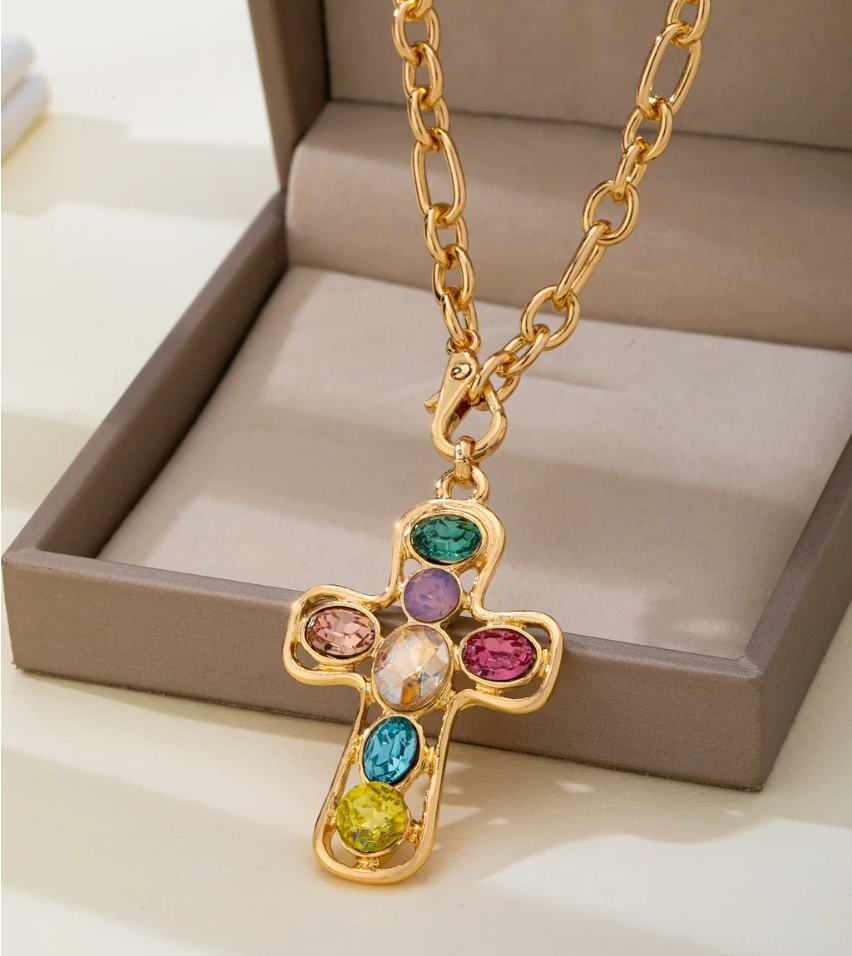 Multi Colored Cross Necklace