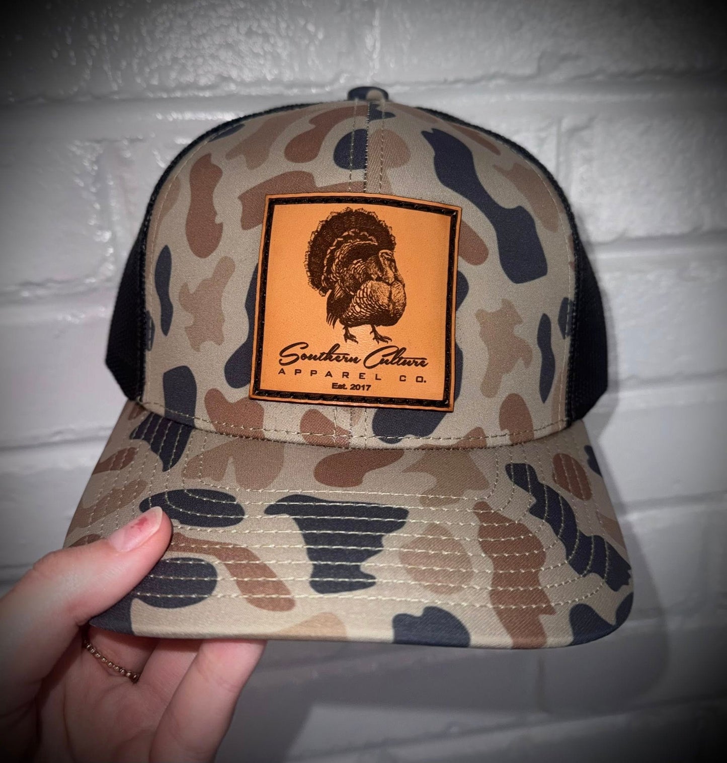 Southern Culture Turkey Strut Leather Patch Snapback Hat