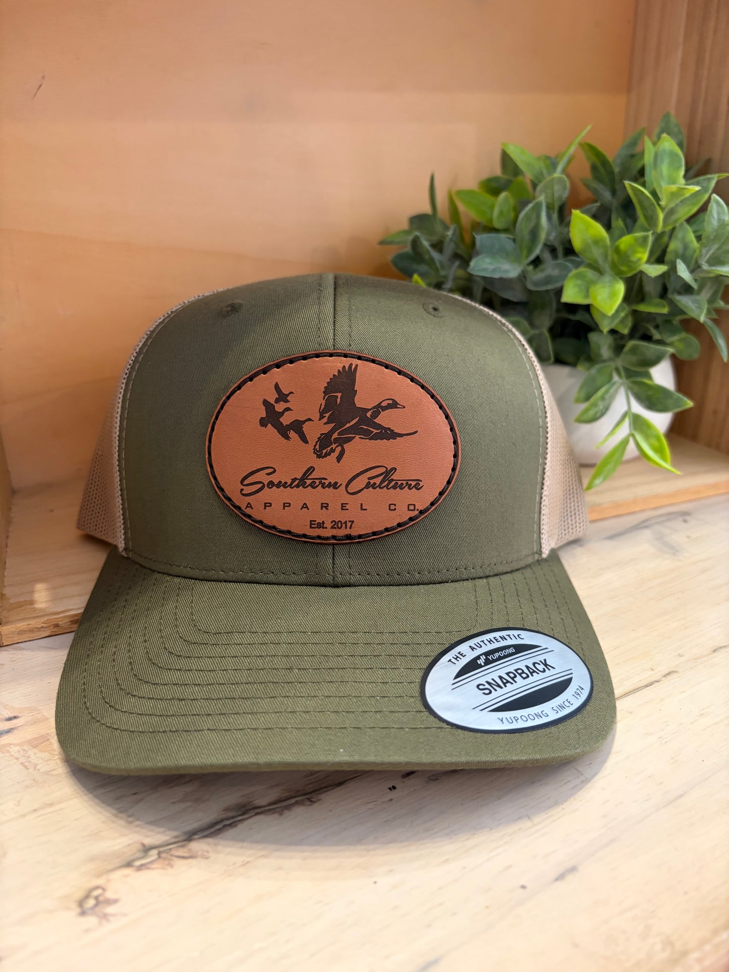Southern Culture Ducks Migrating Dark Circle Leather Patch Snapback Hat