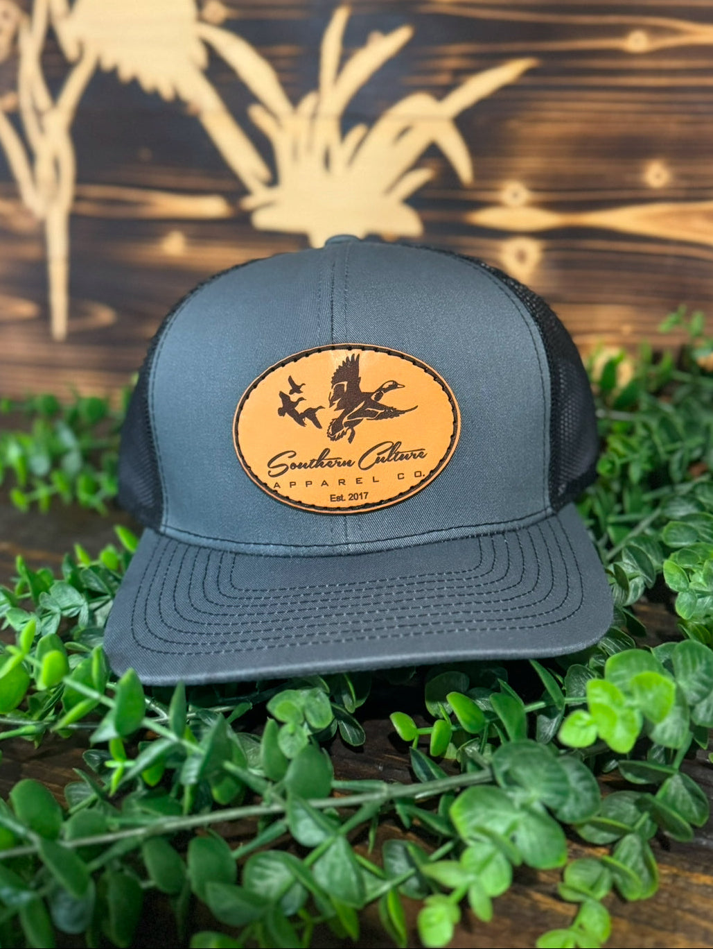 Southern Culture Ducks Migrating Light Circle Leather Patch Snapback Hat
