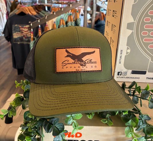 Southern Culture Mallard in Flight Leather Patch Snapback Hat