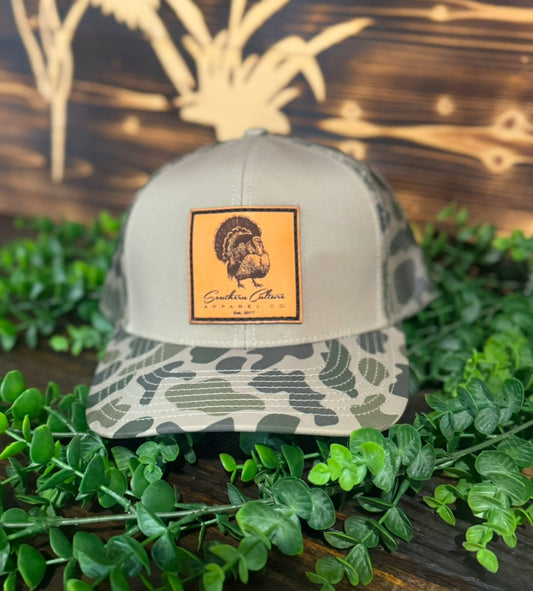 Southern Culture Turkey Strut Leather Patch Snapback Hat