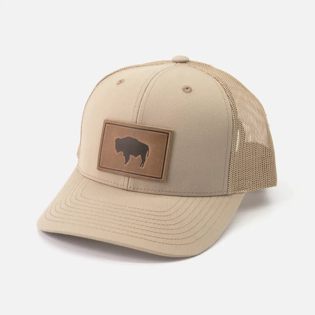 Range Leather Co. Buffalo Leather Patch Snapback Hat