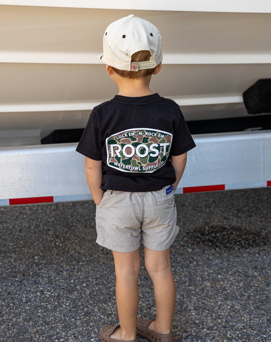 Roost Waterfowl Youth Roost Camo Logo S/S TEE Shirt