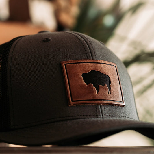 Range Leather Co. Buffalo Leather Patch Snapback Hat