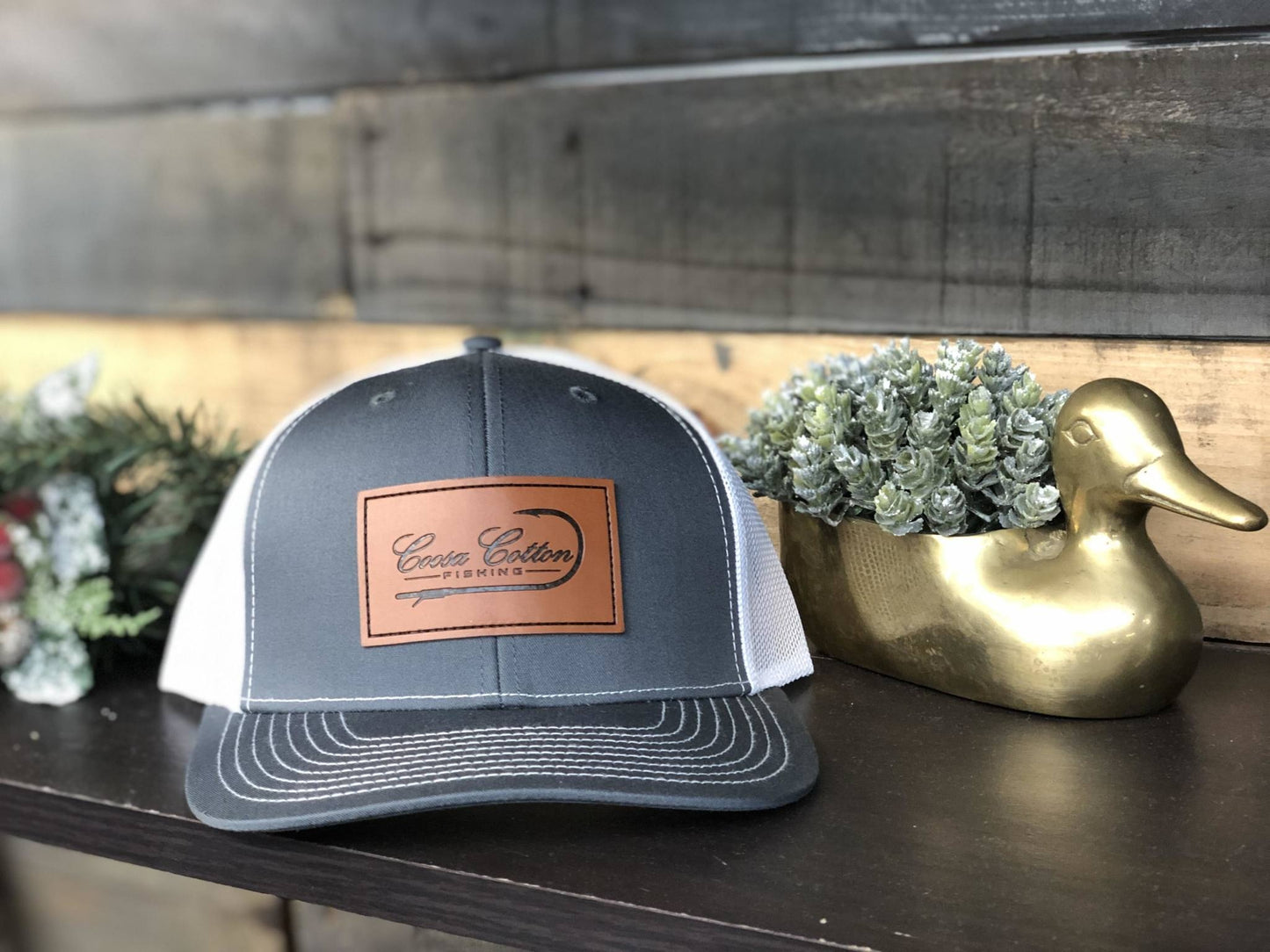 Coosa Cotton Logo Leather Patch Trucker Snapback Hat