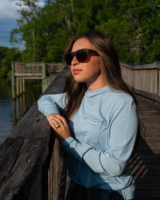 Marsh Wear Apparel Women's Buxton Hood W Pocket L/S Knitted Performance Shirt