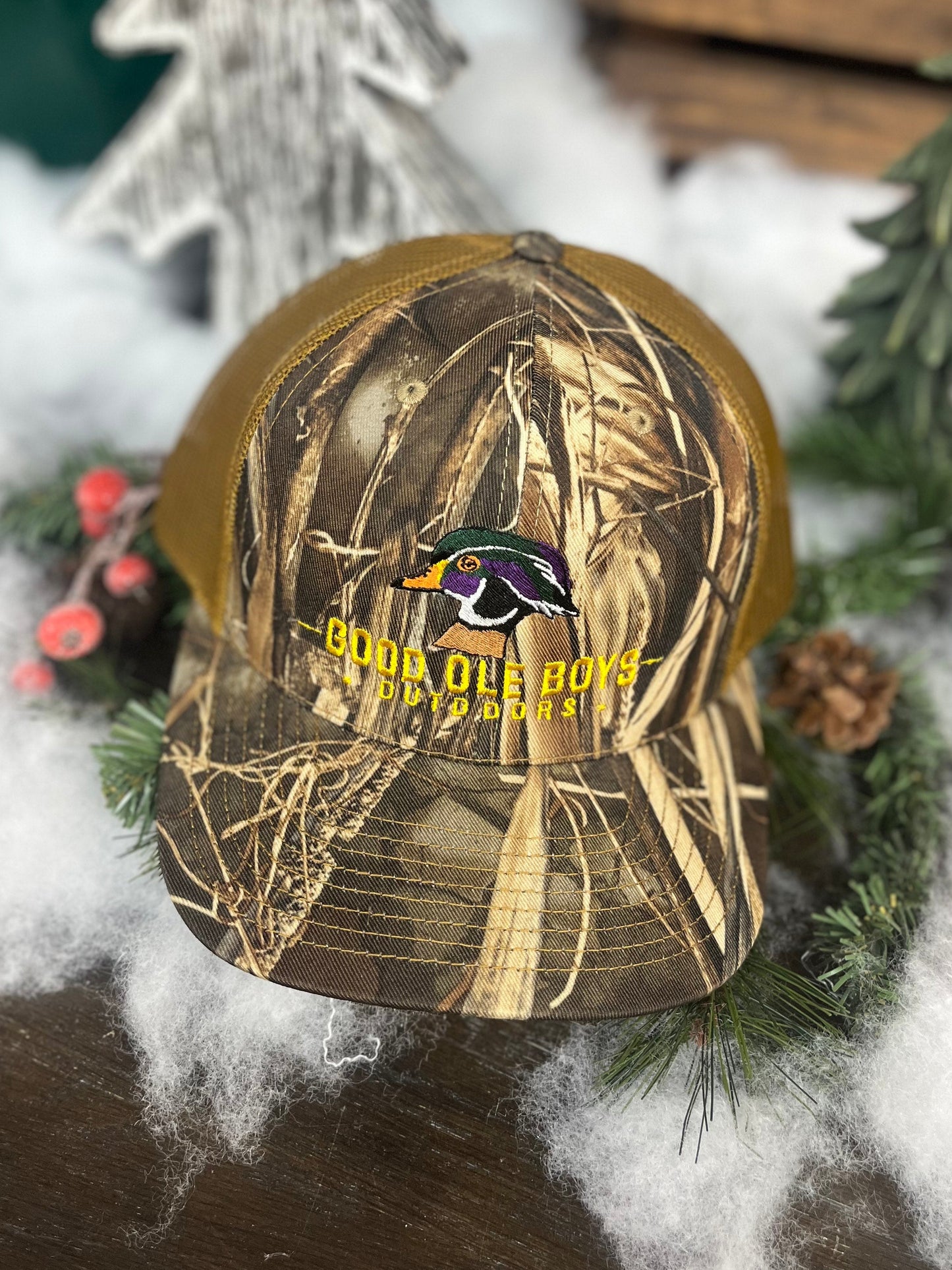 Good OLE Boy Outdoors Wood Duck Head Embroidered Snapback Hat