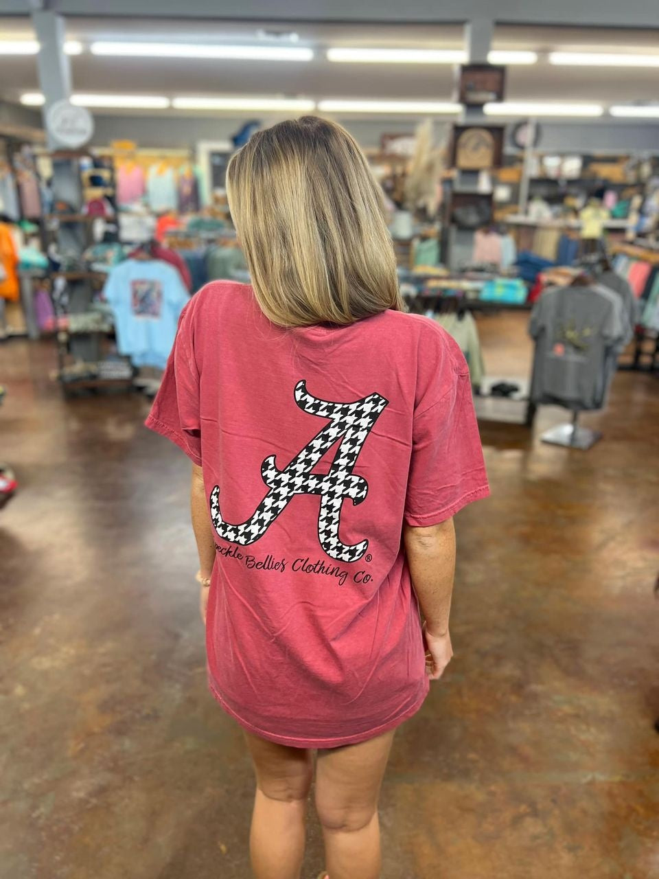Speckle Bellies Women's Script Houndstooth AL S/S TEE Shirt