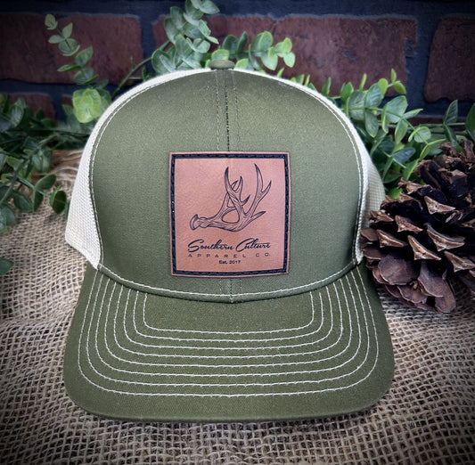 Southern Culture Antler Leather Patch Snapback Hat