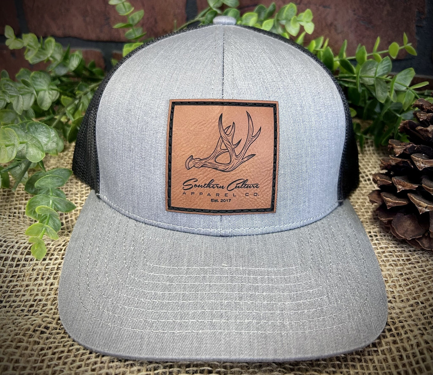 Southern Culture Antler Leather Patch Snapback Hat