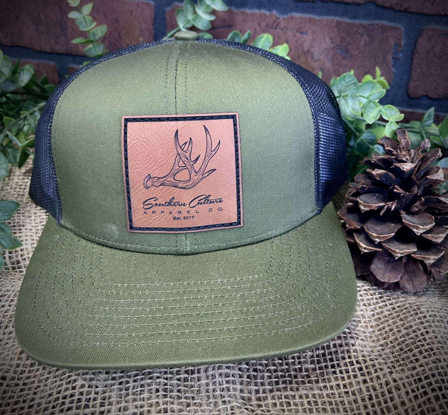 Southern Culture Antler Leather Patch Snapback Hat
