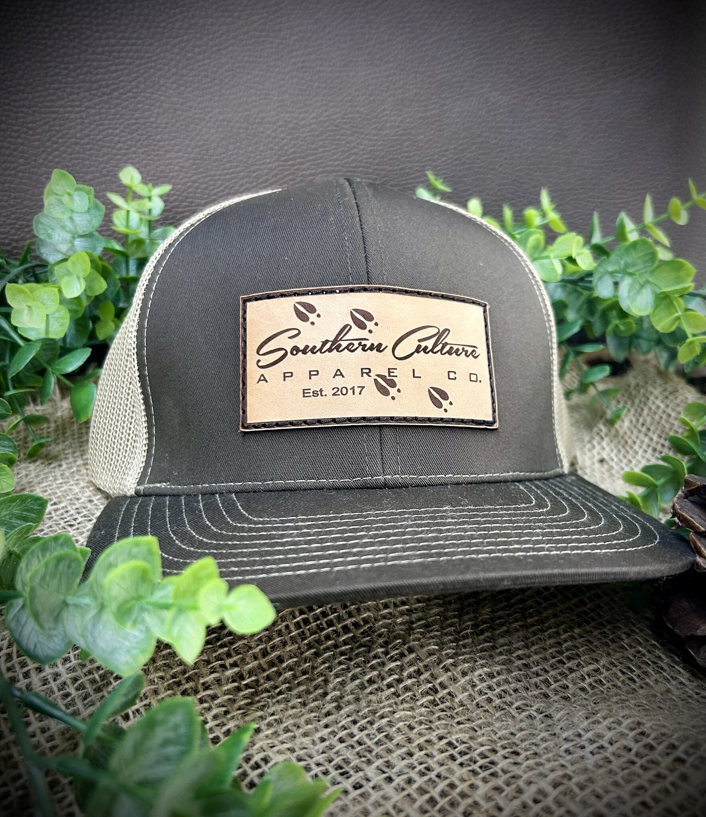 Southern Culture Deer Tracks Leather Patch Snapback Hat