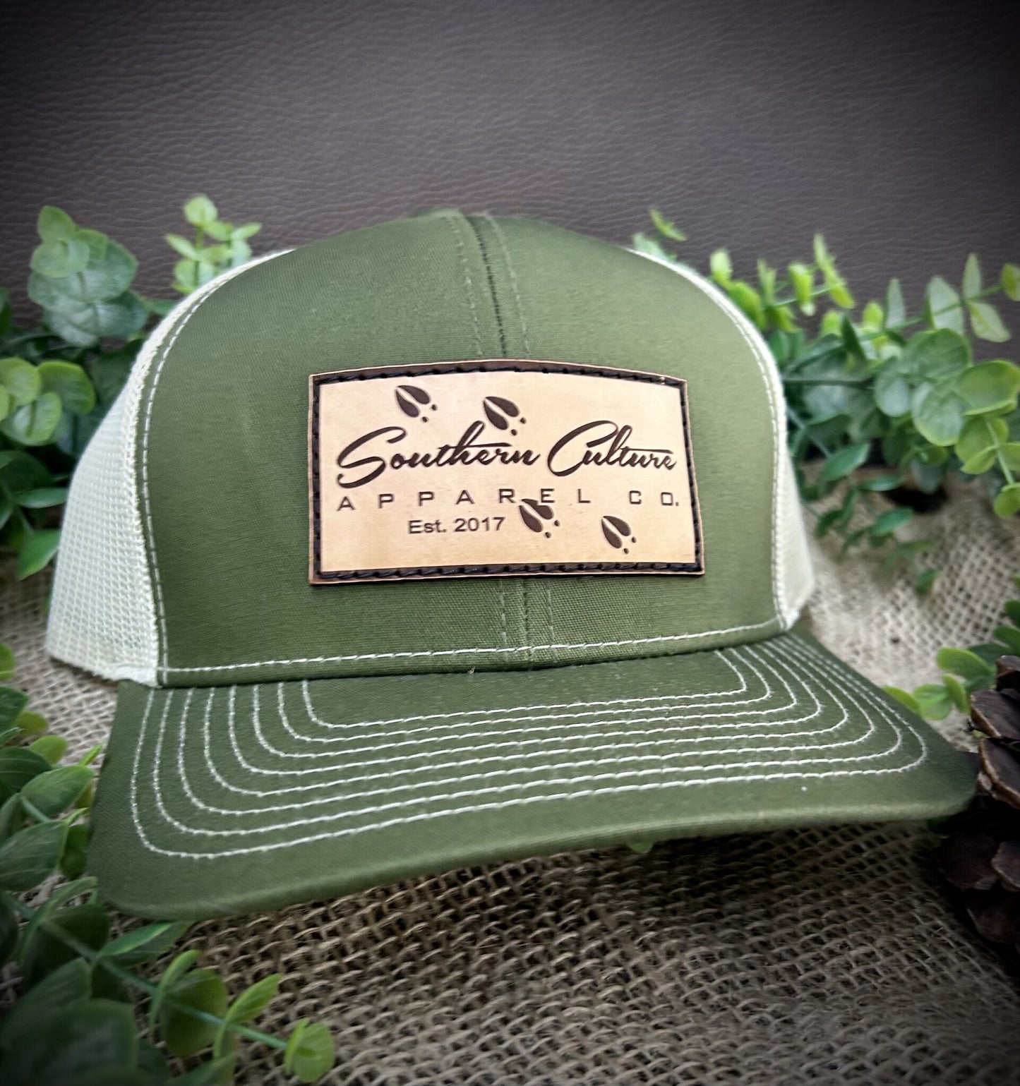Southern Culture Deer Tracks Leather Patch Snapback Hat
