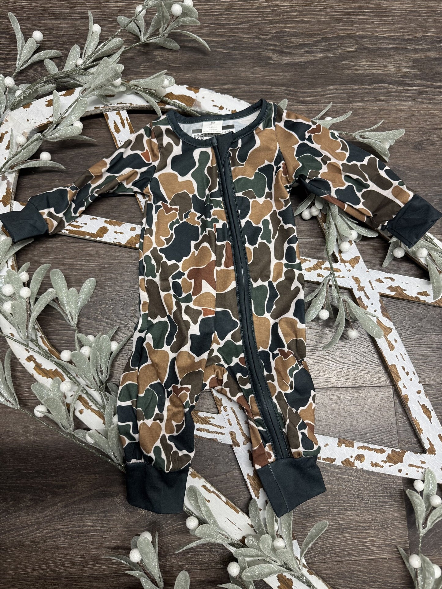 Baby Camouflage Print Bamboo Zip Sleeper