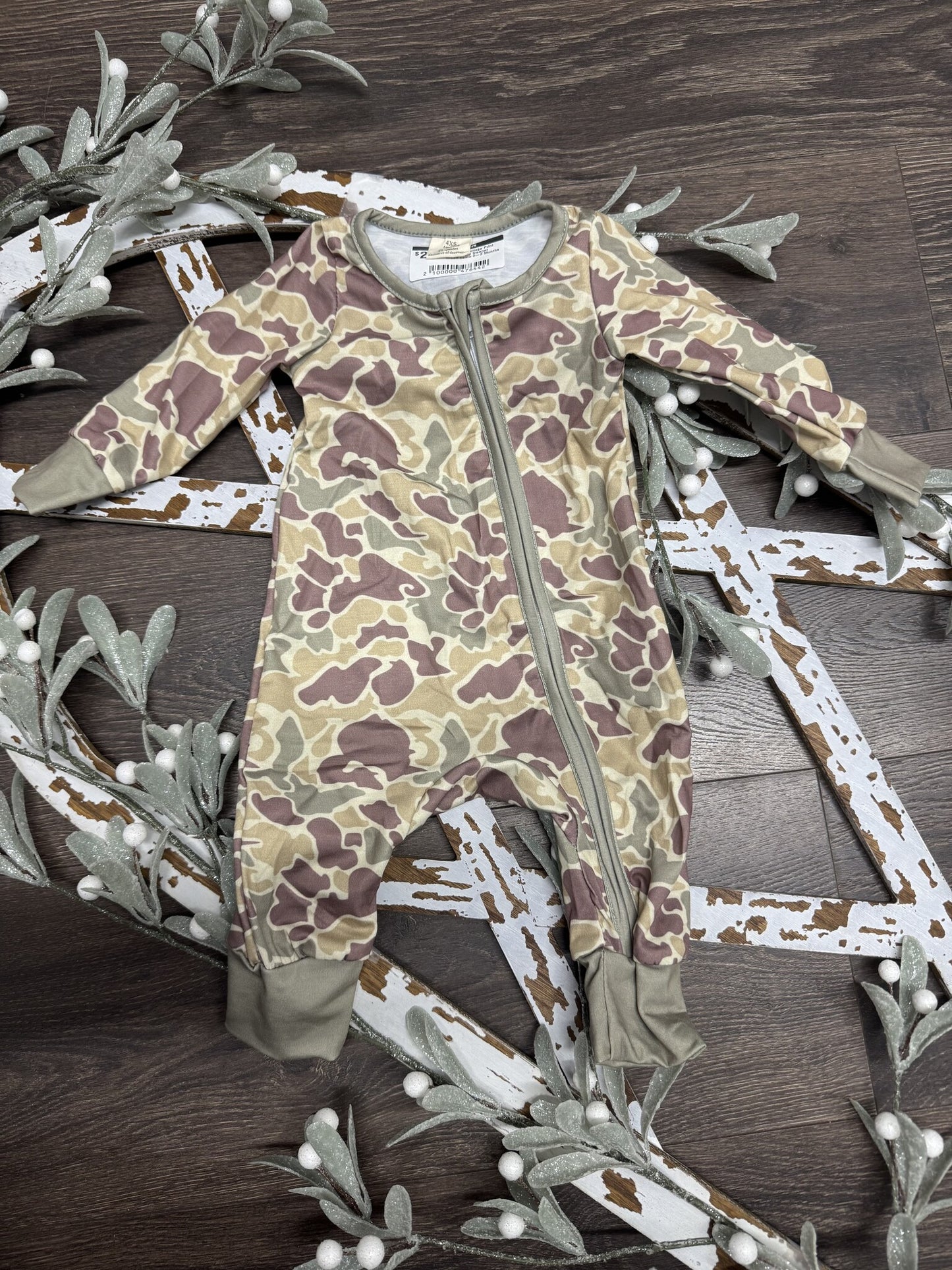 Baby Camouflage Print Bamboo Zip Sleeper
