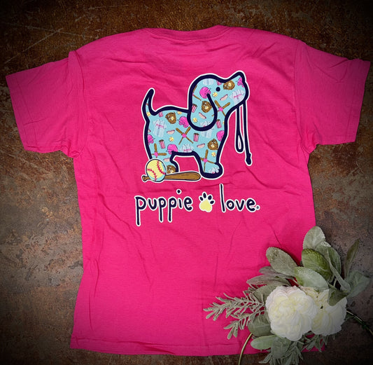 Puppie Love Youth Girls Softball Pup S/S TEE Shirt