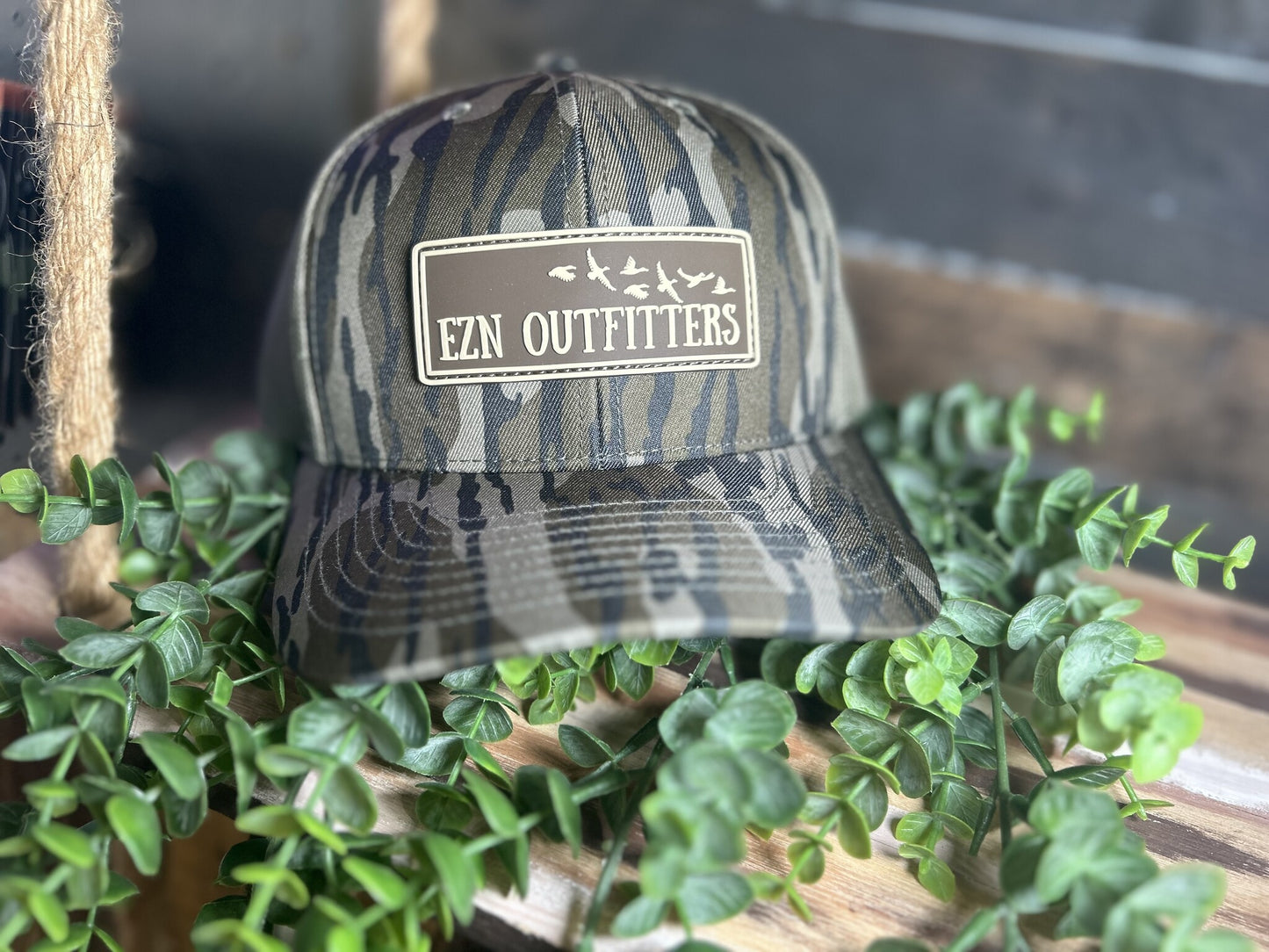 EZN Outfitters Brown Rubber Patch Logo Snapback Hat