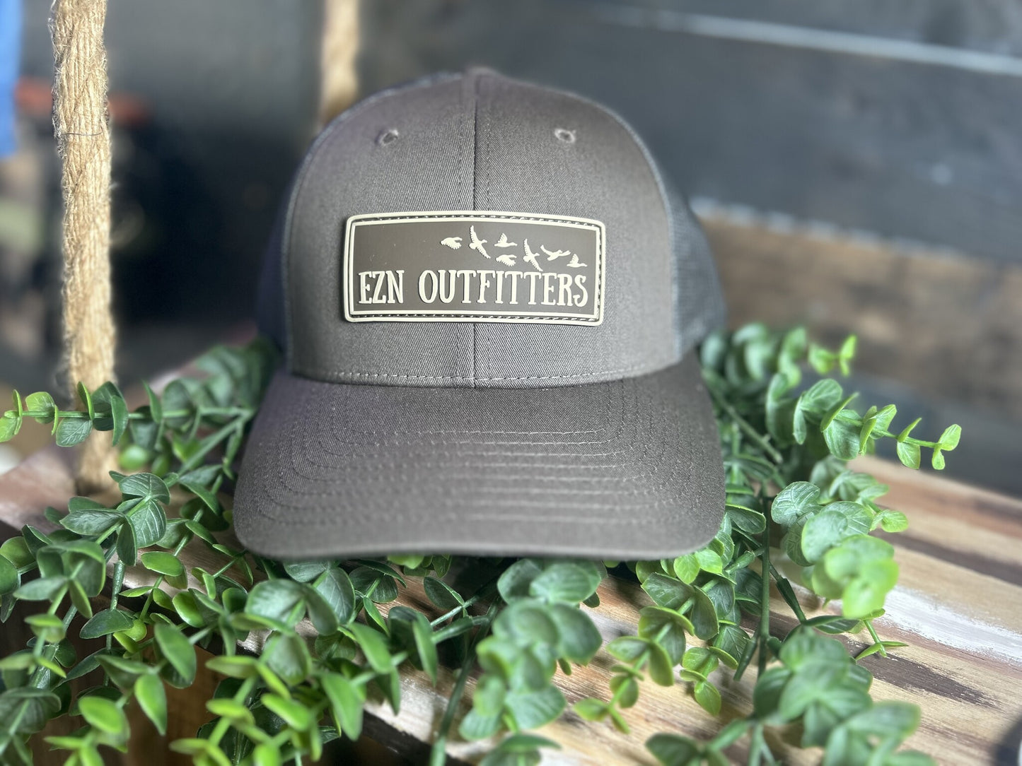 EZN Outfitters Brown Rubber Patch Logo Snapback Hat