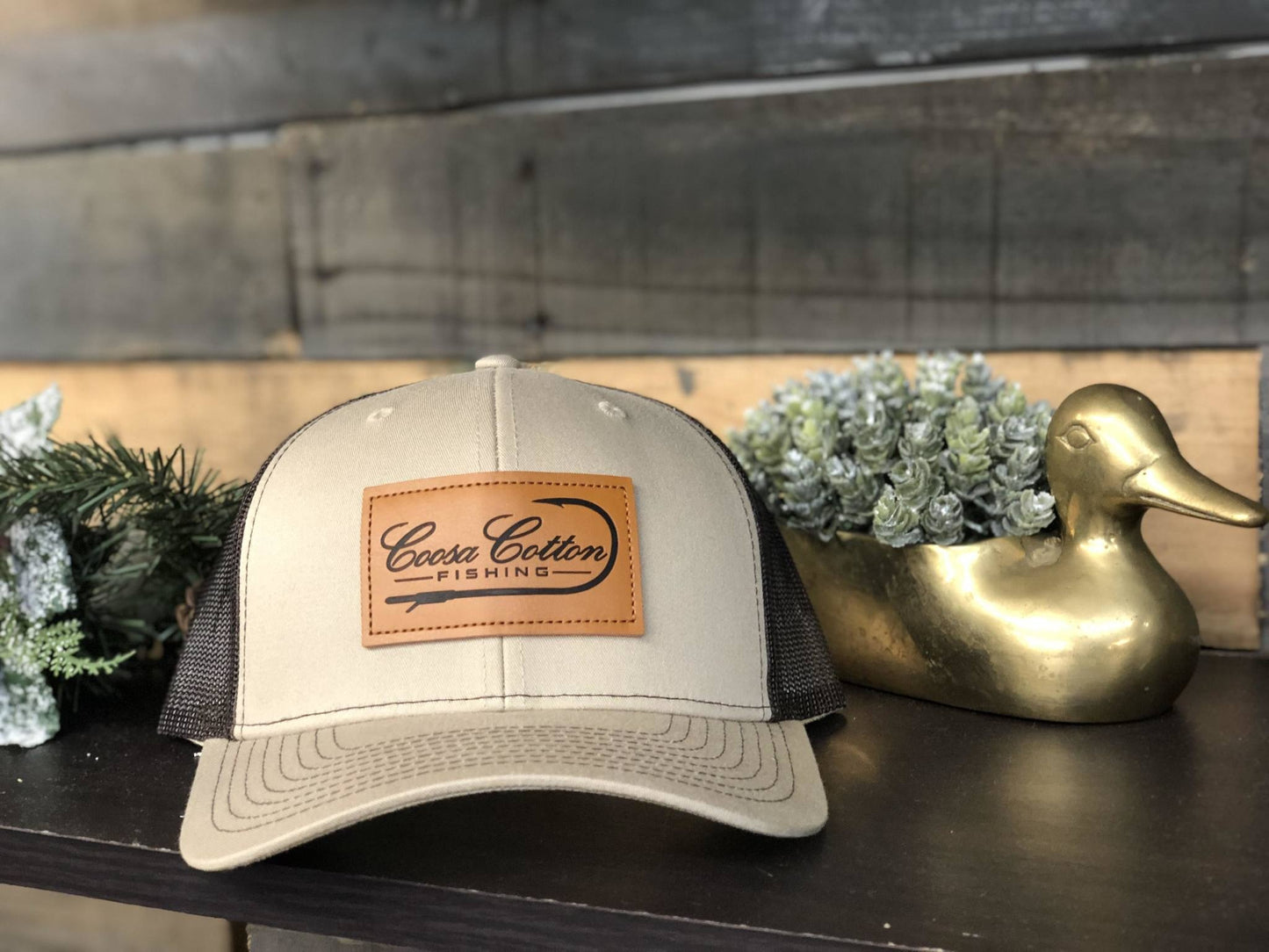 Coosa Cotton Logo Leather Patch Trucker Snapback Hat