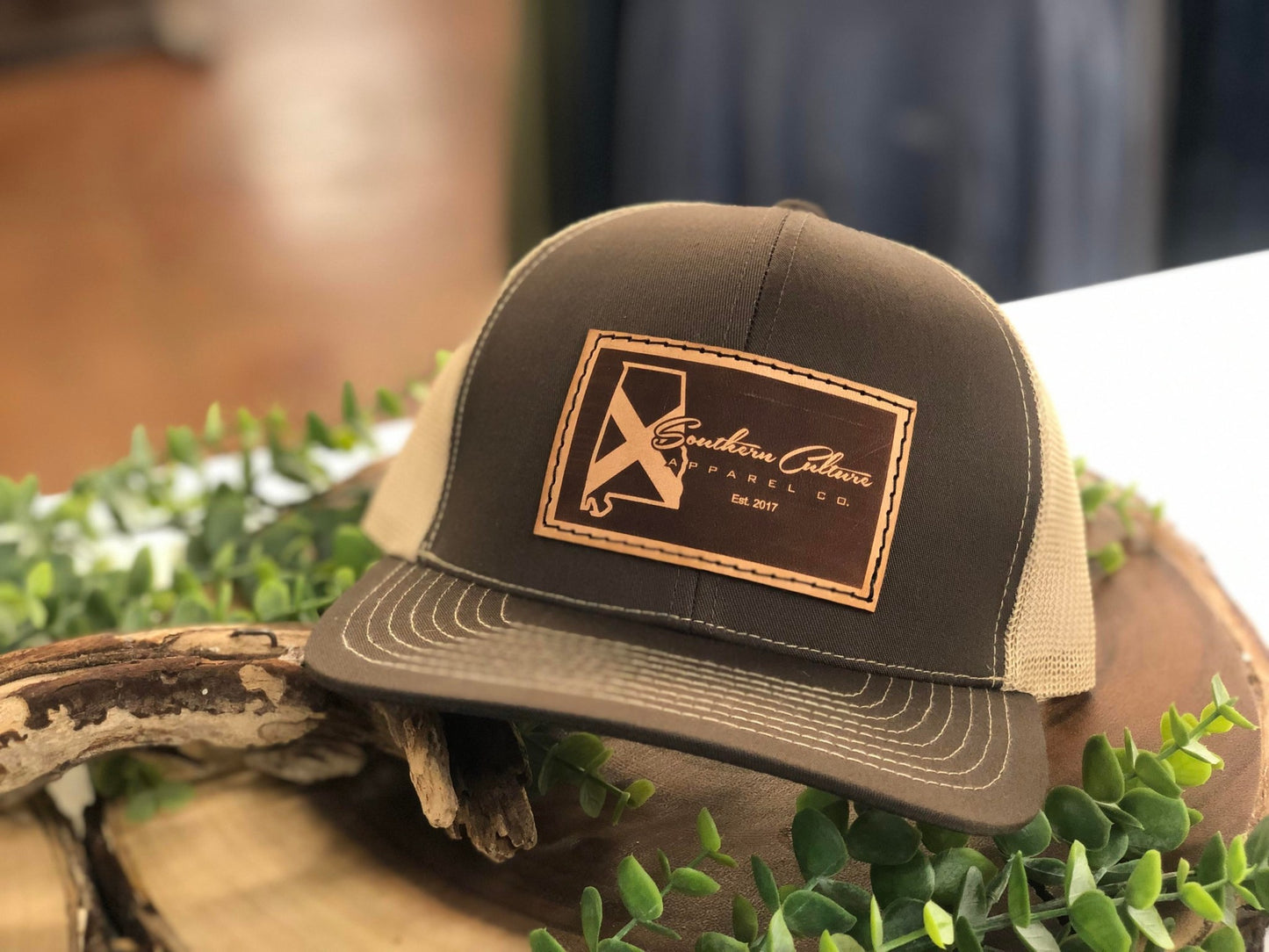 Southern Culture State Tradition Dark Leather Patch Snapback Hat