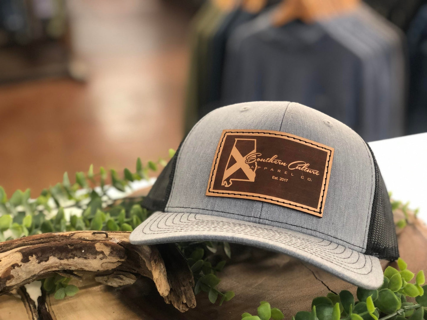 Southern Culture State Tradition Dark Leather Patch Snapback Hat