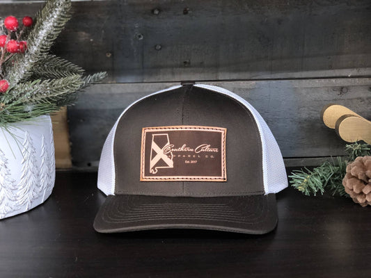 Southern Culture State Tradition Dark Leather Patch Snapback Hat
