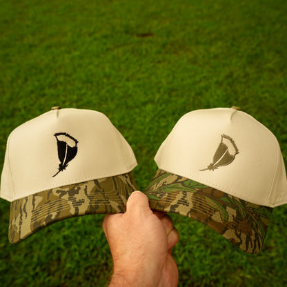 Panola Brand Camo Feather 2 Tone Trucker Snapback Hat