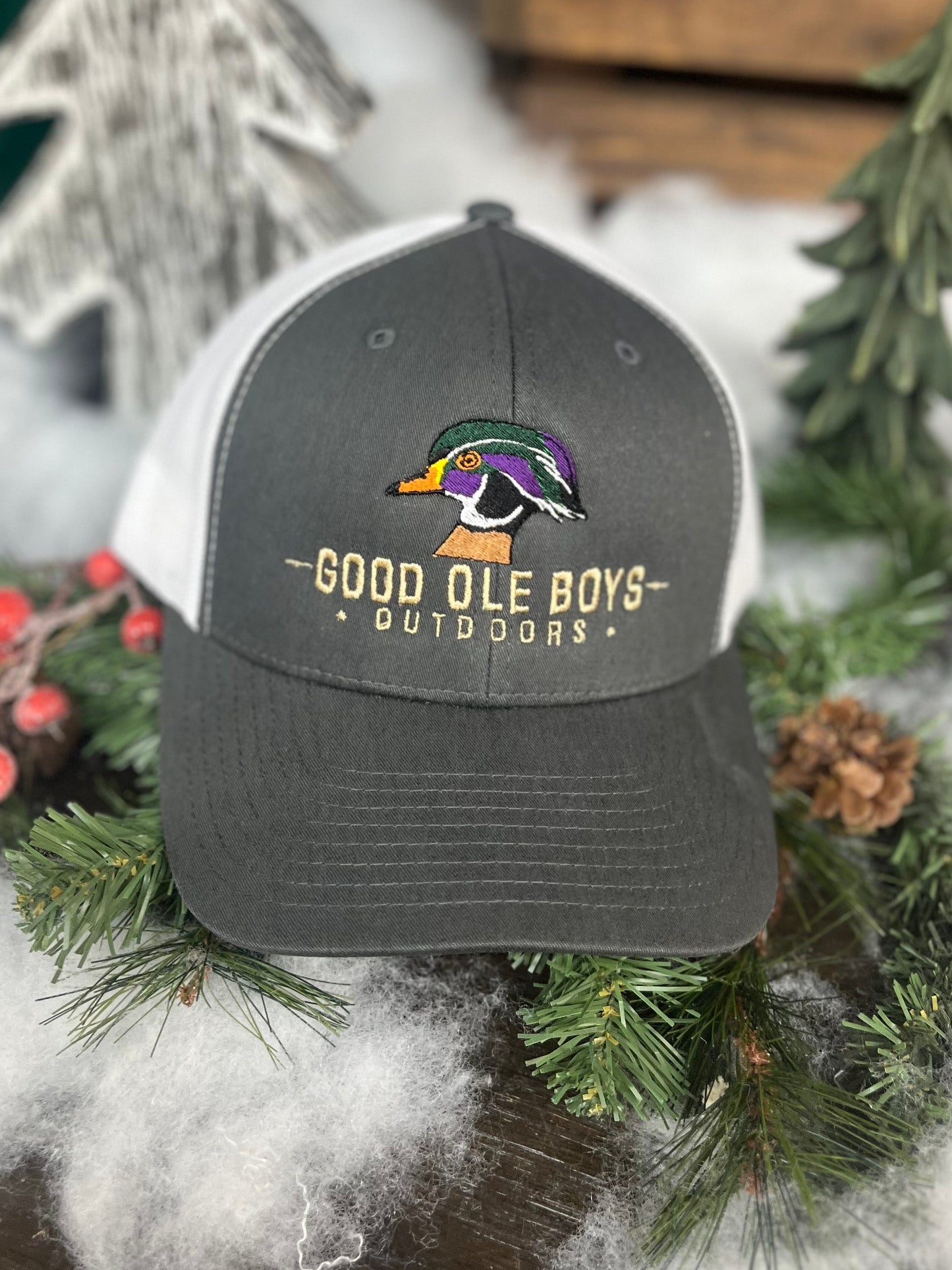 Good OLE Boy Outdoors Wood Duck Head Embroidered Snapback Hat