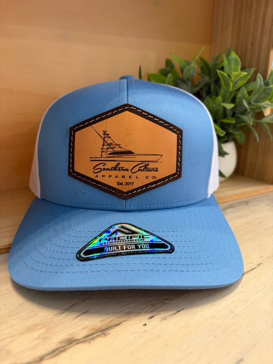 Southern Culture Leather Patch Sport-Fisher Boat Snapback Hat