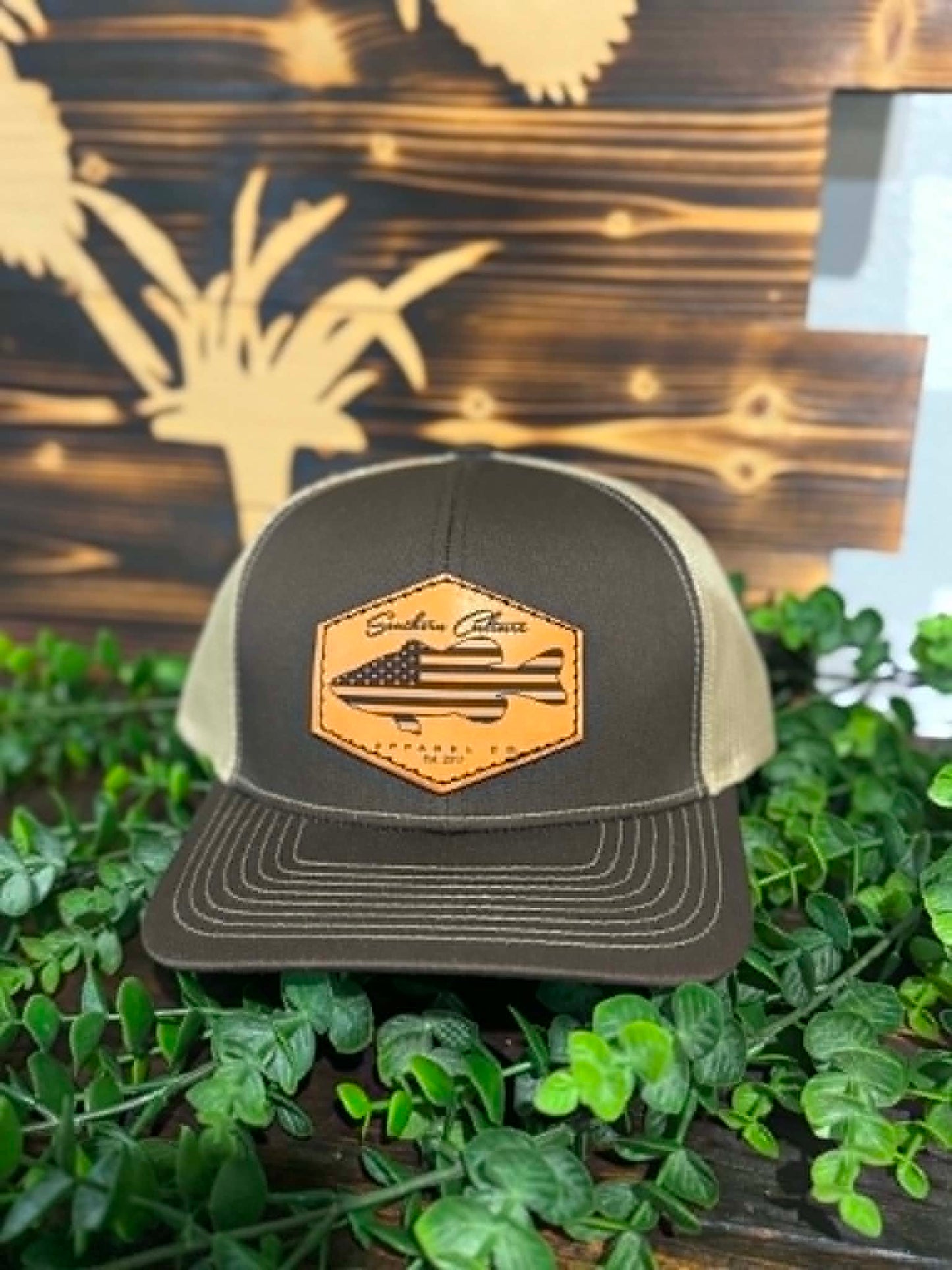 Southern Culture American Bass Light Leather Patch Snapback Hat