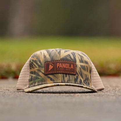 Panola Brand Leather Patch Trucker Snapback Hat