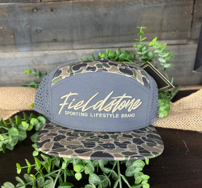 Fieldstone Outdoors Grey Embroidered 7 Panel Performance Snapback Hat