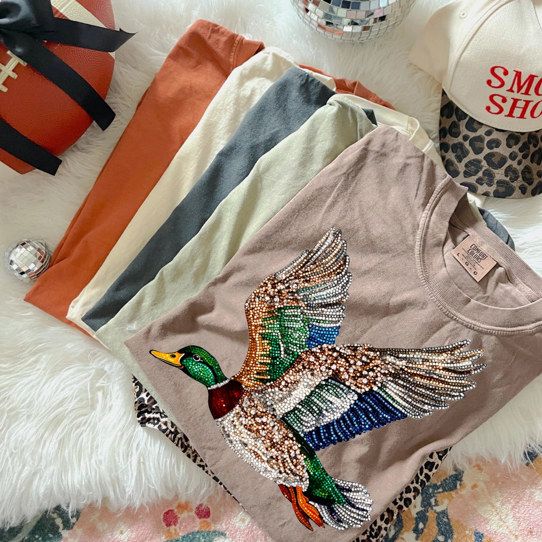 Southern Backroad Women's Faux Rhinestone Mallard Duck S/S TEE Shirt
