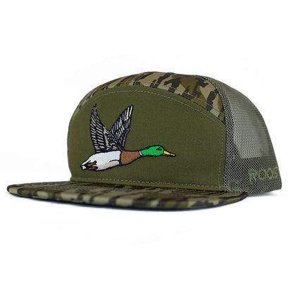 Roost Waterfowl Roost Bottomland Duck Embroidered 7 Panel Snapback Hat