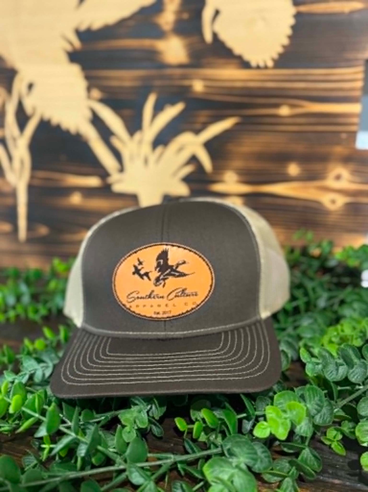 Southern Culture Ducks Migrating Light Circle Leather Patch Snapback Hat