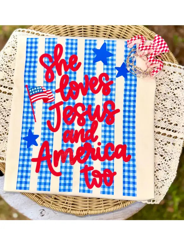 Southern Backroad Women's Love Jesus and America Too S/S TEE Shirt