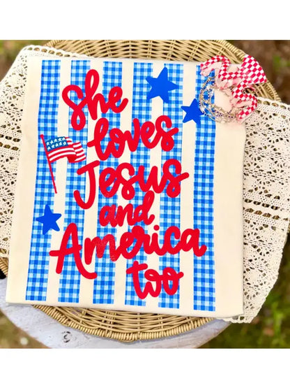 Southern Backroad Women's Love Jesus and America Too S/S TEE Shirt