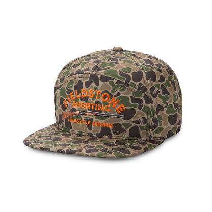 Fieldstone Outdoors Full Backwoods Camo Shotgun Embroidered Logo 7 Panel Snapback Hat