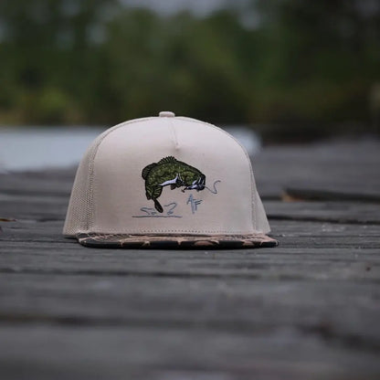 American Fetcher Largemouth Bass 7 Panel Snapback Hat