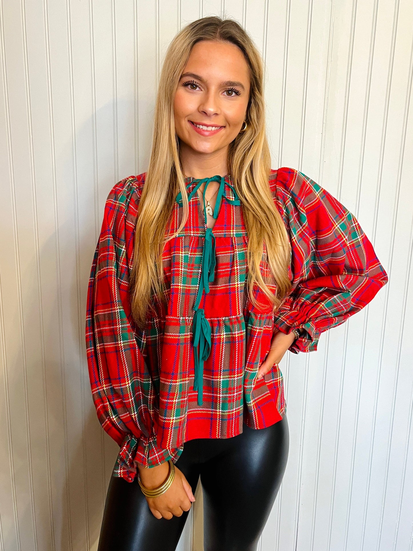 Holiday Plaid Top