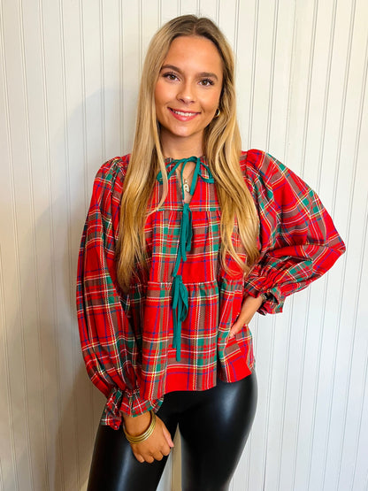 Holiday Plaid Top