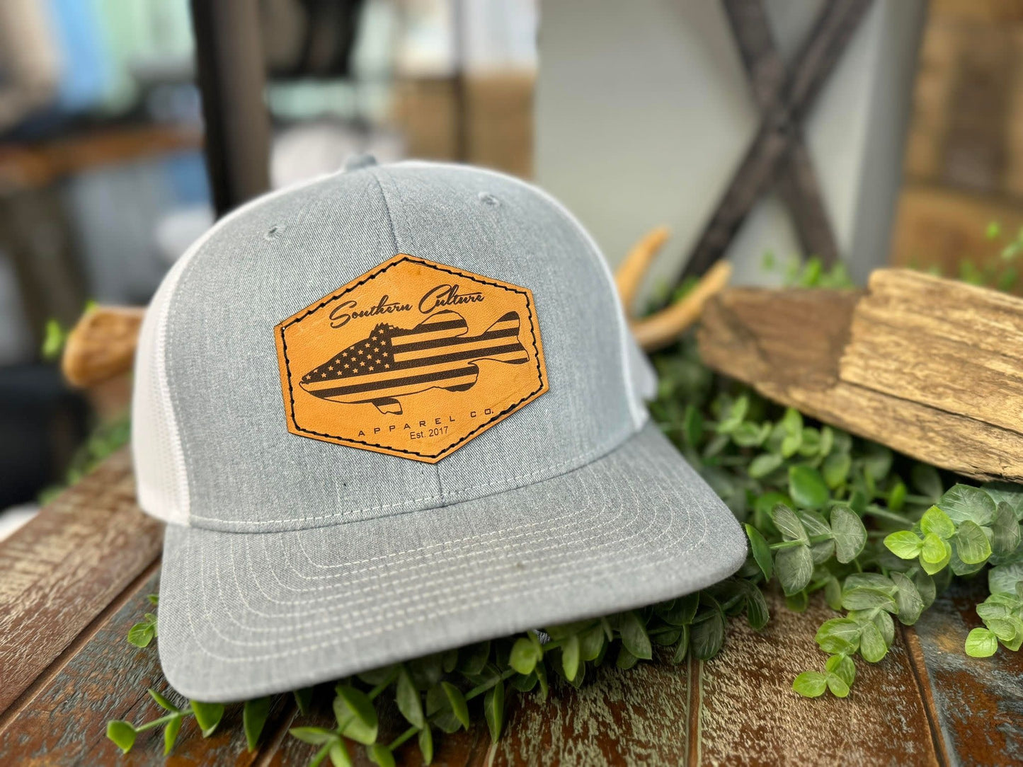 Southern Culture American Bass Light Leather Patch Snapback Hat